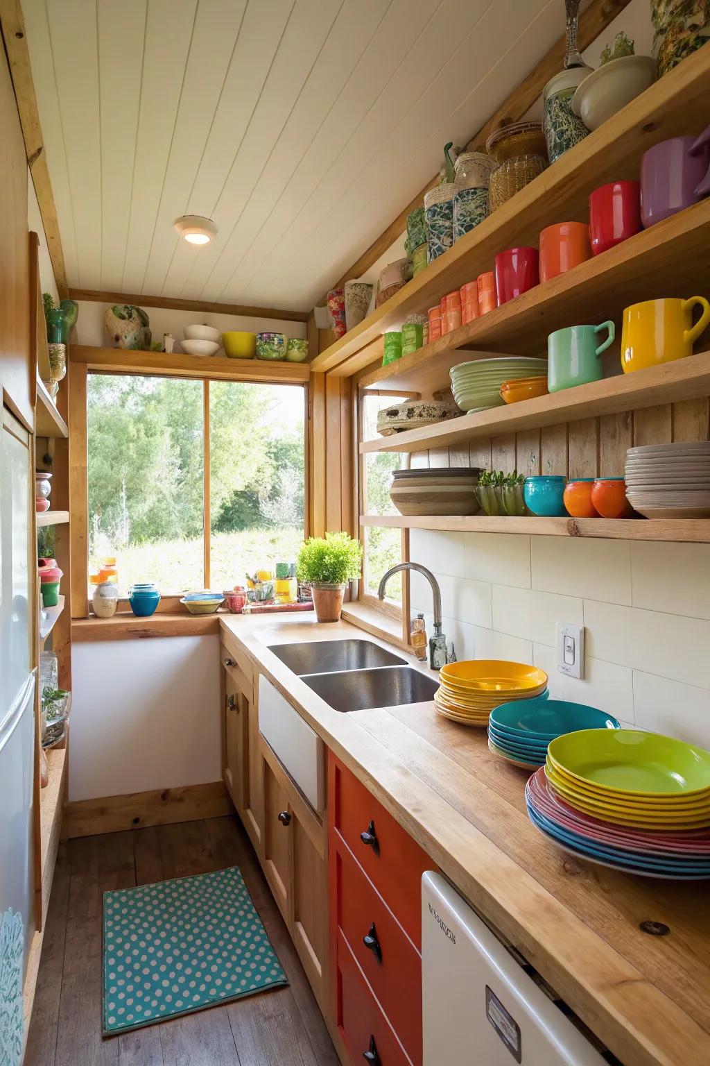 Open storage enhances your kitchen's personality and sense of space.
