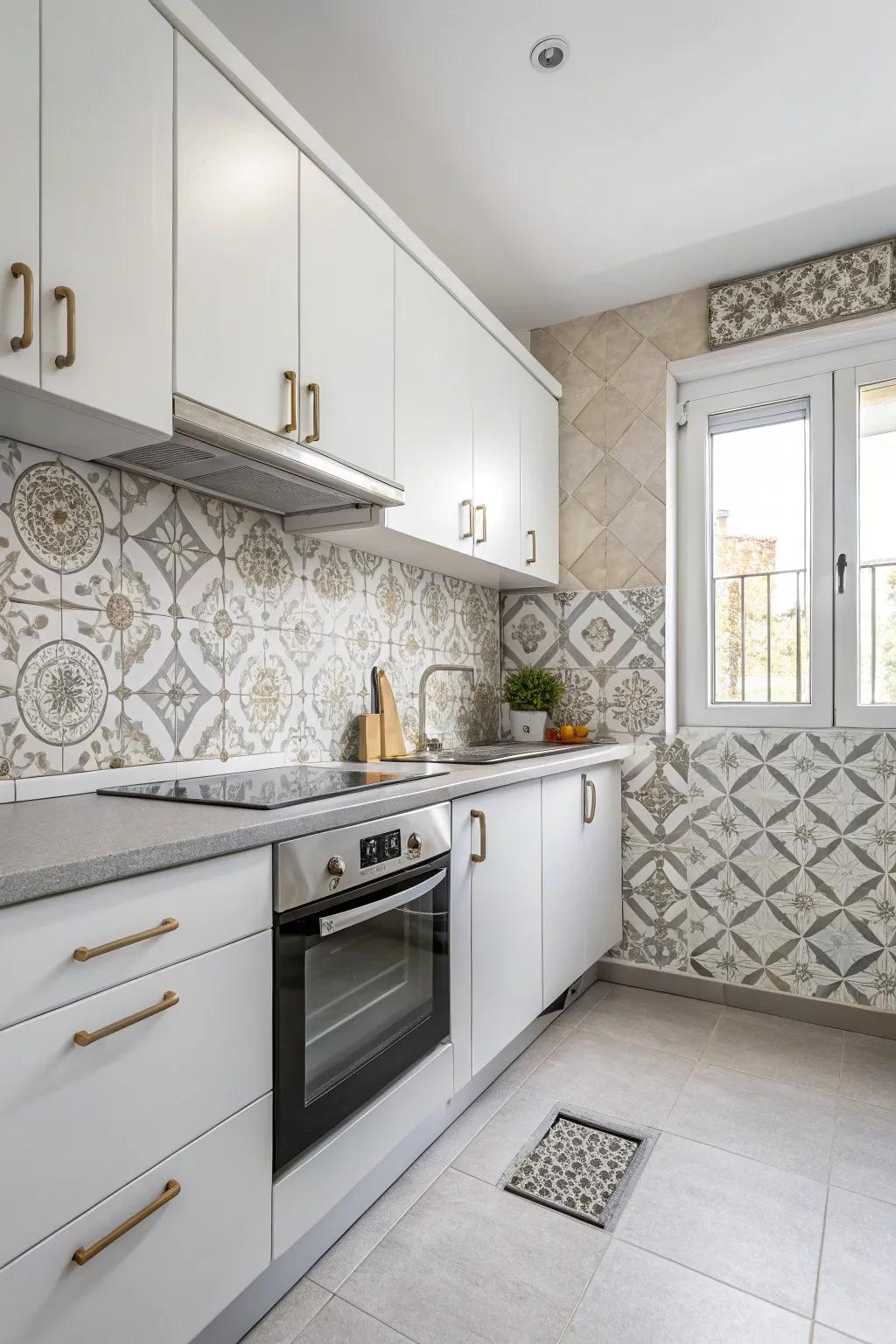 Achieve sophistication using a backsplash in muted colors.