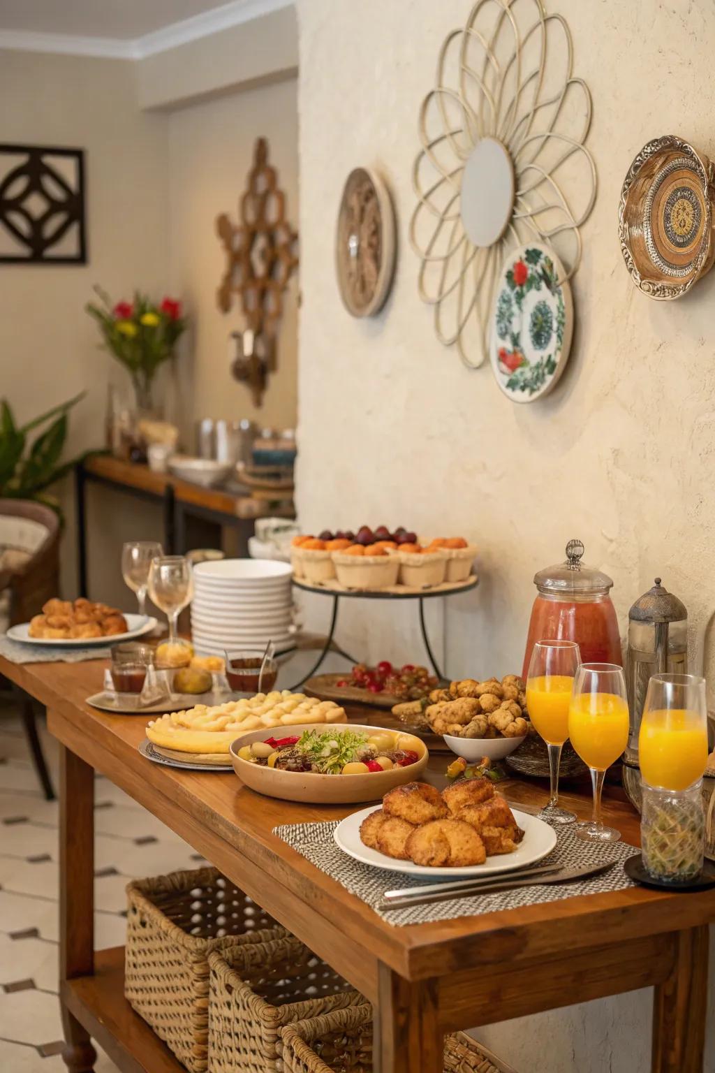 Self-serve style serving encourages guest interaction and optimizes the use of tight quarters.