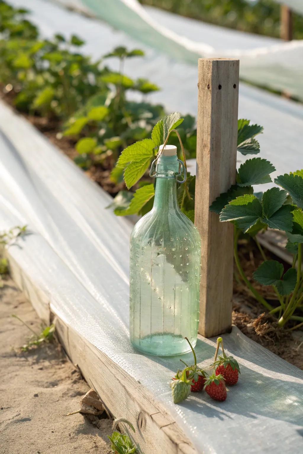 Effortless Elegance: Let your strawberry netting glide with grace using a touch of glass.