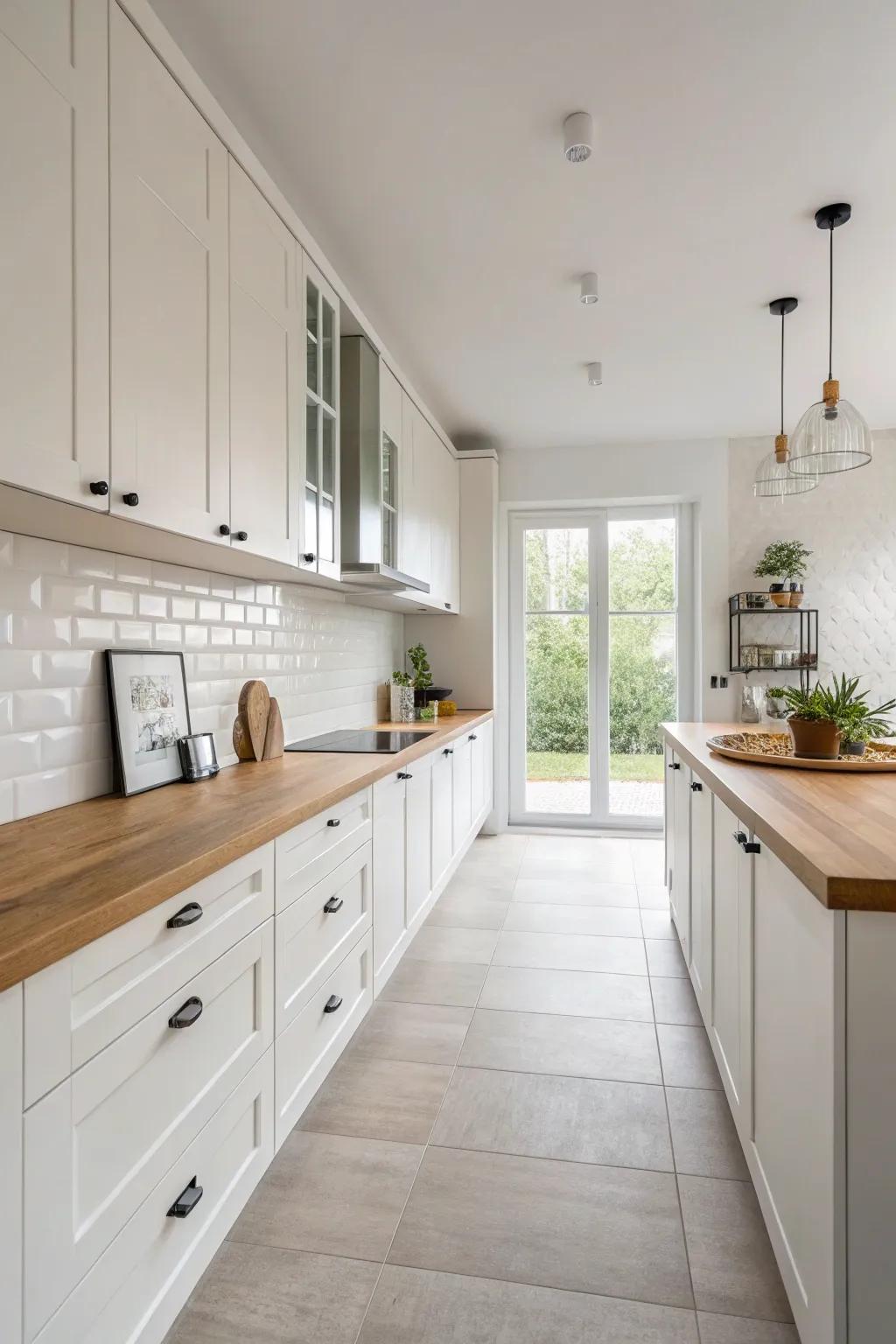 Minimalist design maximizes space and creates a serene cooking environment.