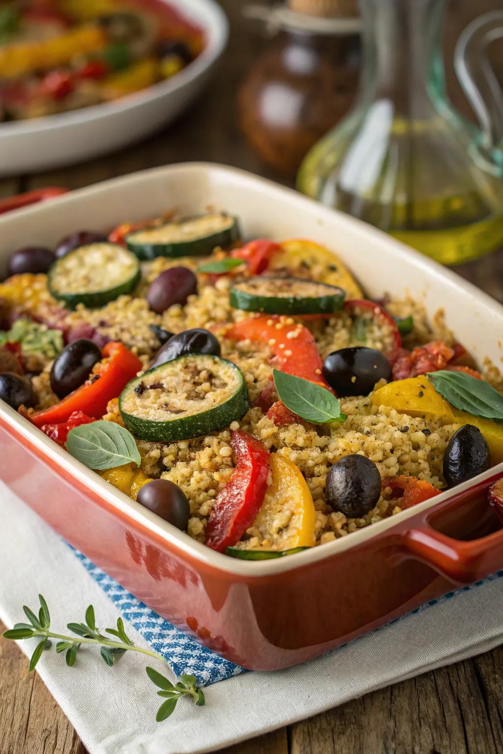 Mediterranean supergrain oven-baked dish, alive with vivid tastes and hues.