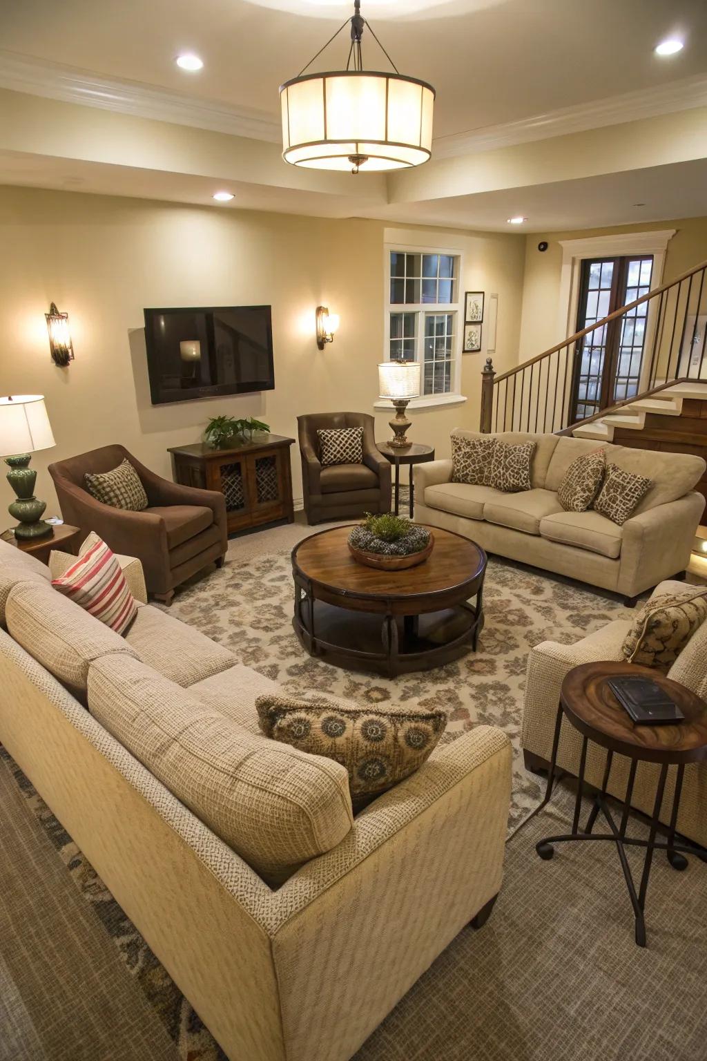 A seating arrangement that promotes conversation and connection.