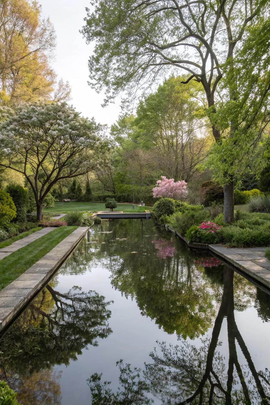 Enhance natural beauty with trees grouped along a water feature.