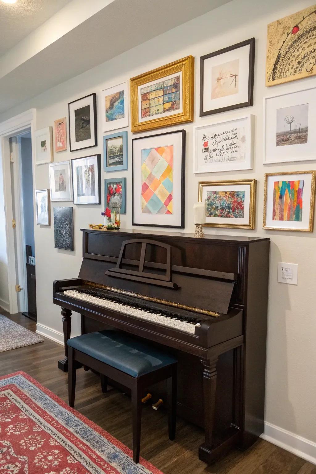 Enhance your piano's presence with a captivating gallery wall.