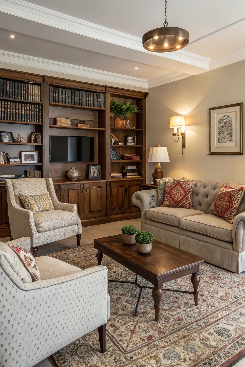 A functional and inviting layout that encourages conversation and easy movement.