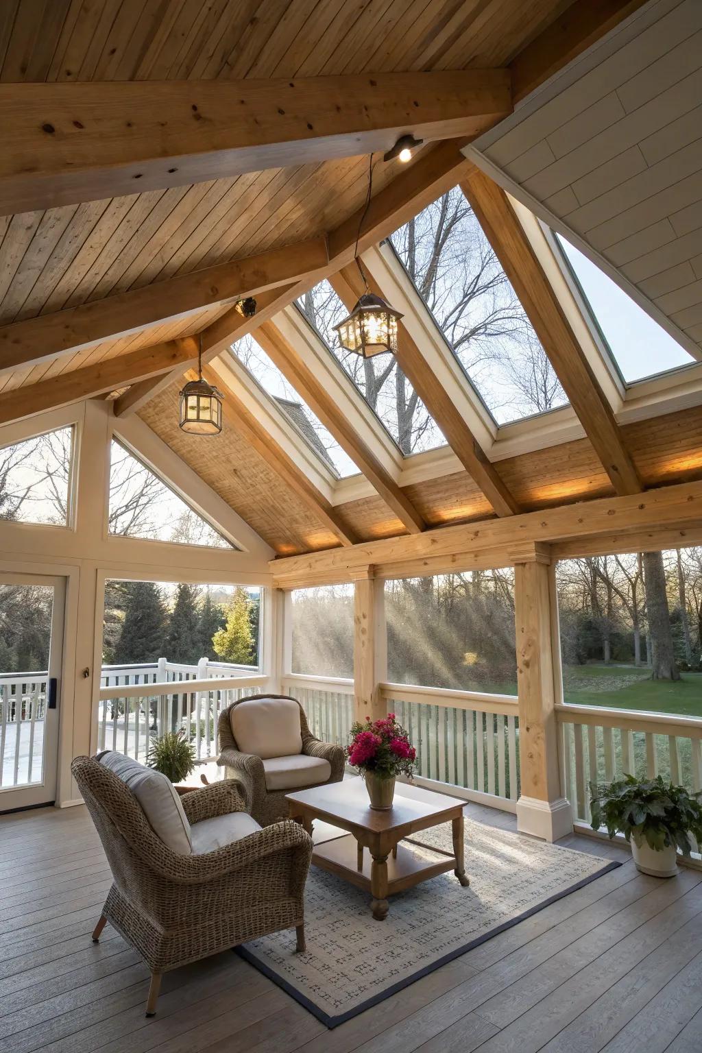 Brighten your porch with the addition of skylights.