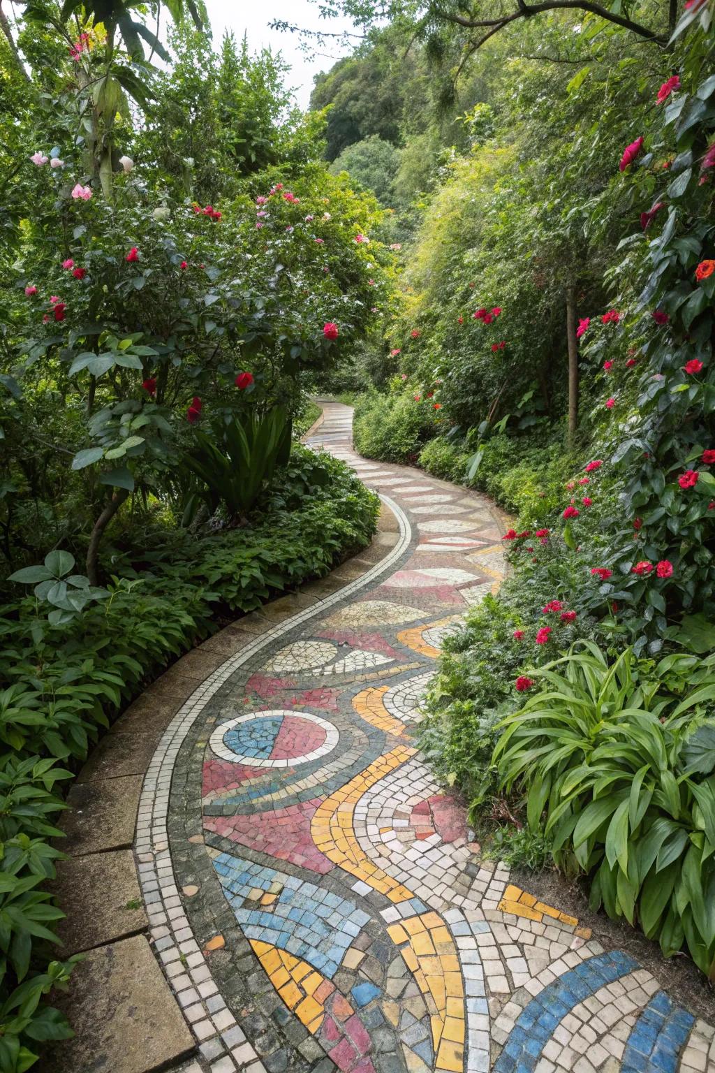 Forge footpaths that beckon exploration with dynamic, kaleidoscopic motifs.