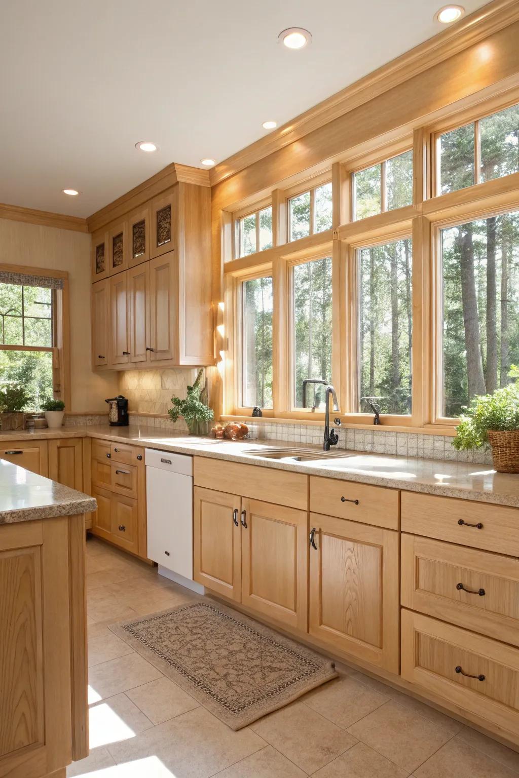 Brighten your kitchen with light maple cabinets.