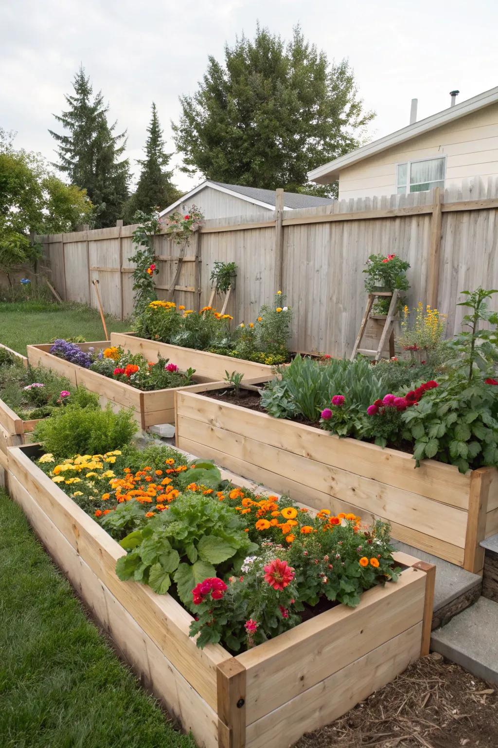 Tiered garden beds imbue your space with dynamic visual interest.