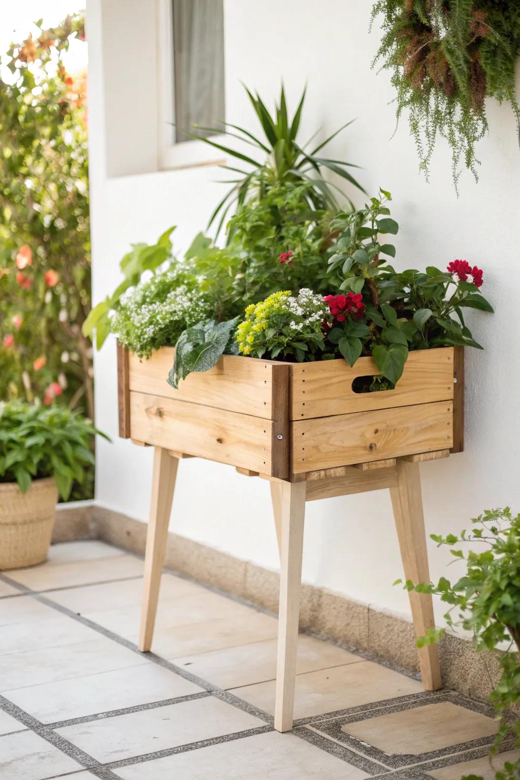 Elevate your garden style with this charming table planter.