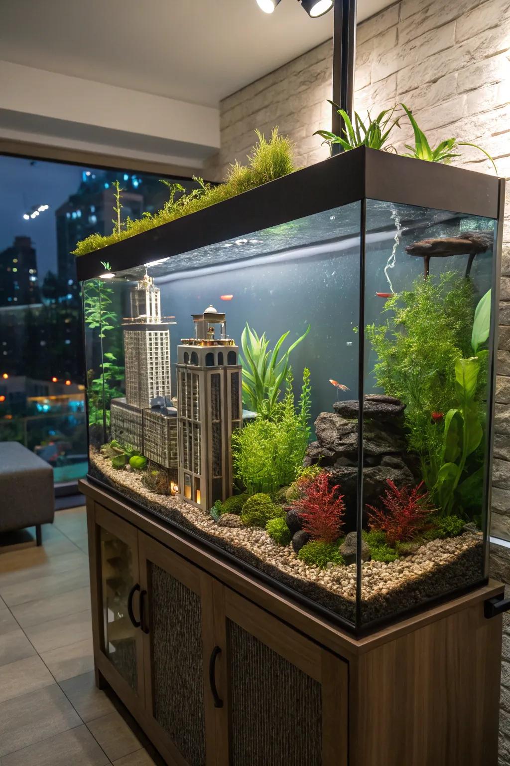 A dynamic urban jungle aquarium that fuses the city with nature.