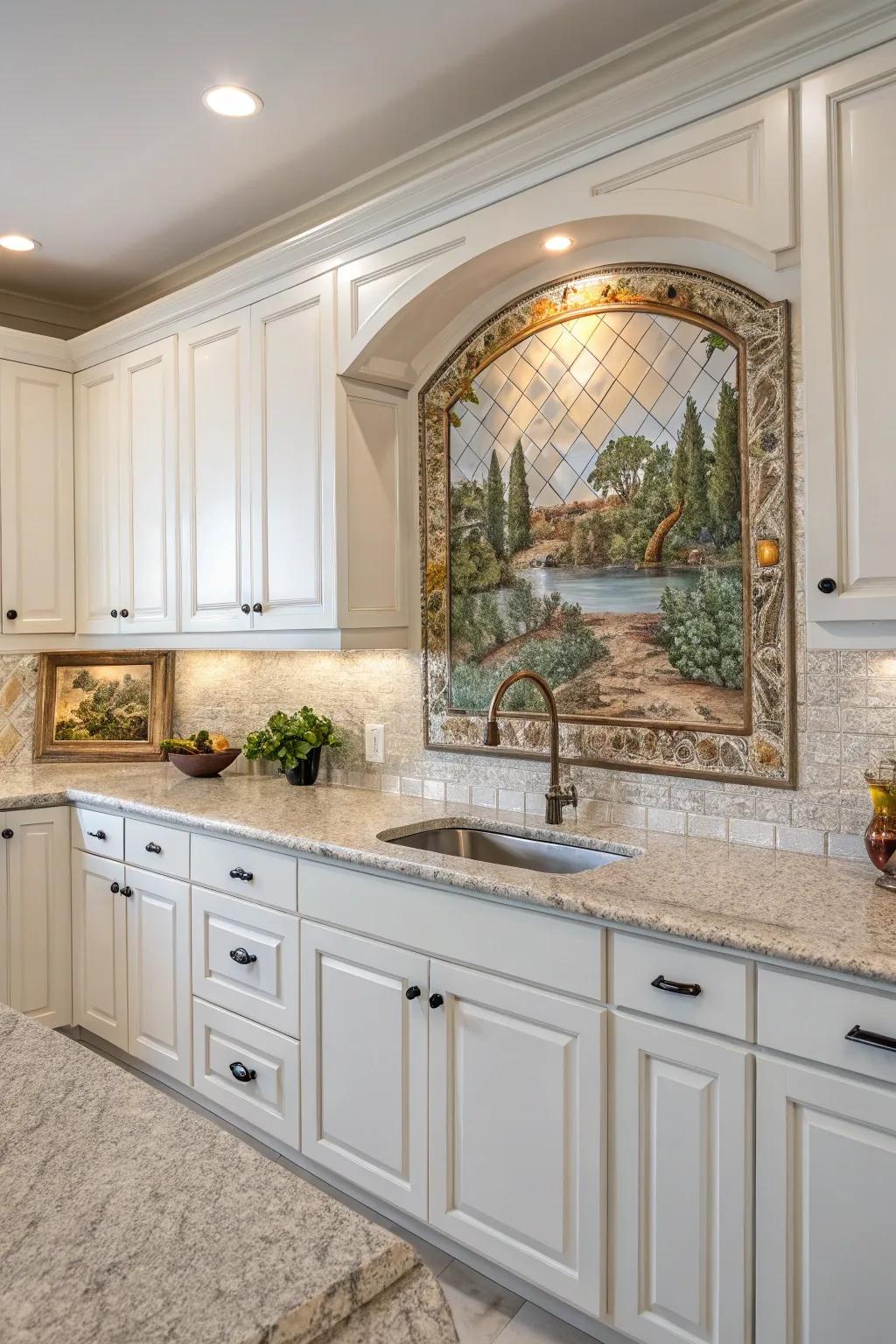 Tile pictures offer a unique and artistic centerpiece for your kitchen decor.