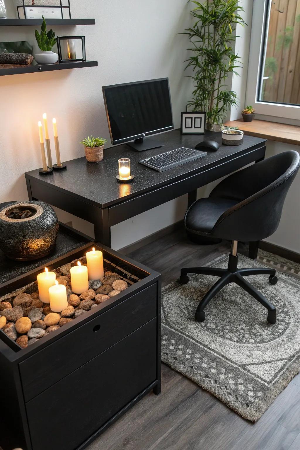 A calming zen corner for relaxation and balance.