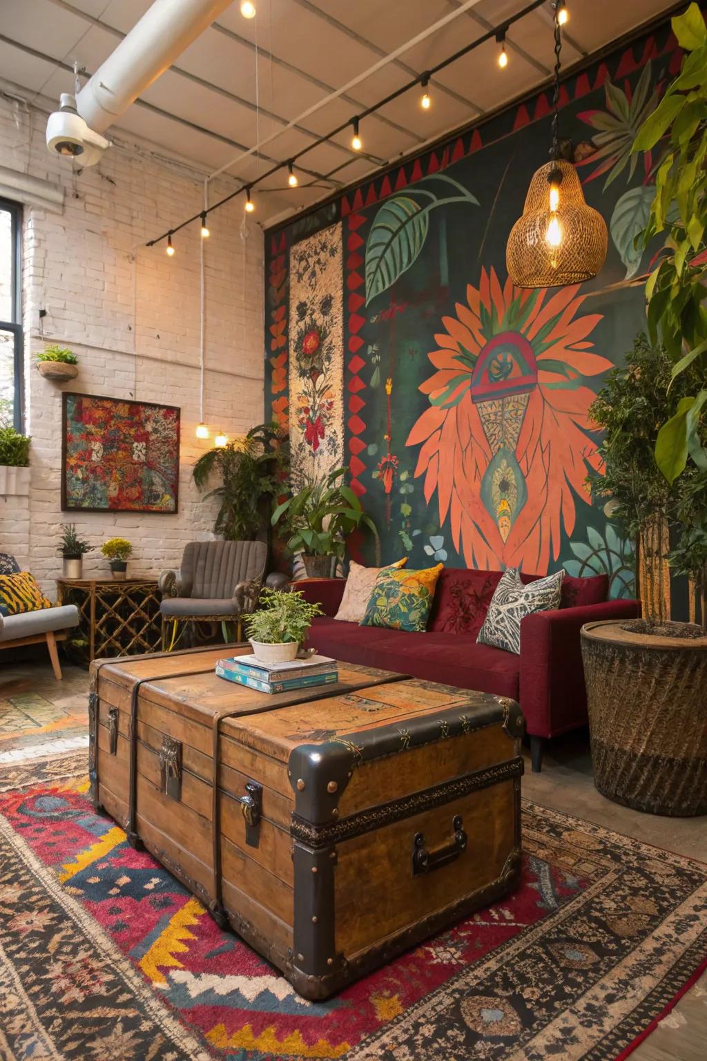Unexpected details sustain your boho loft's vibrancy and captivation.