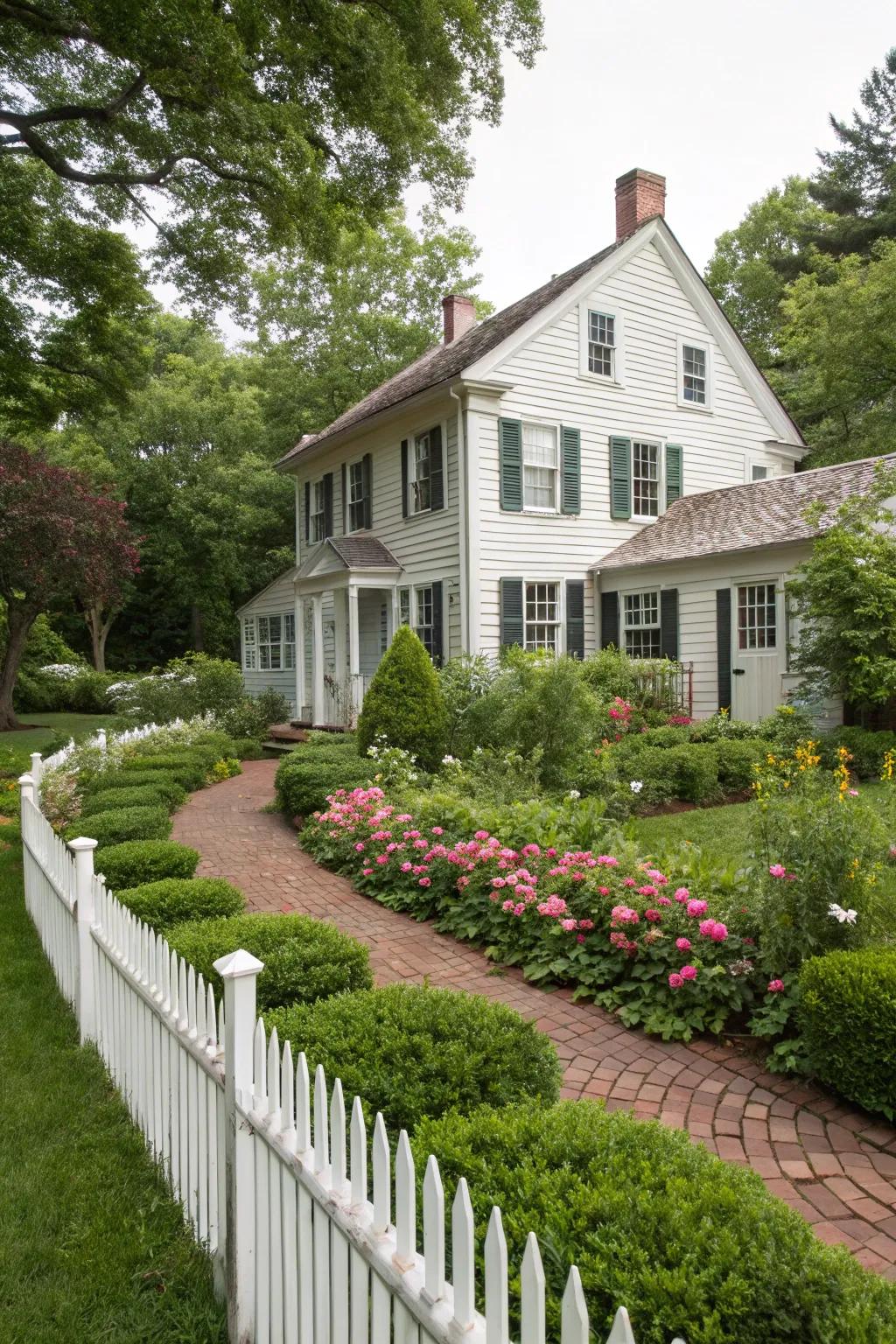 Colonial home with complementary landscaping.