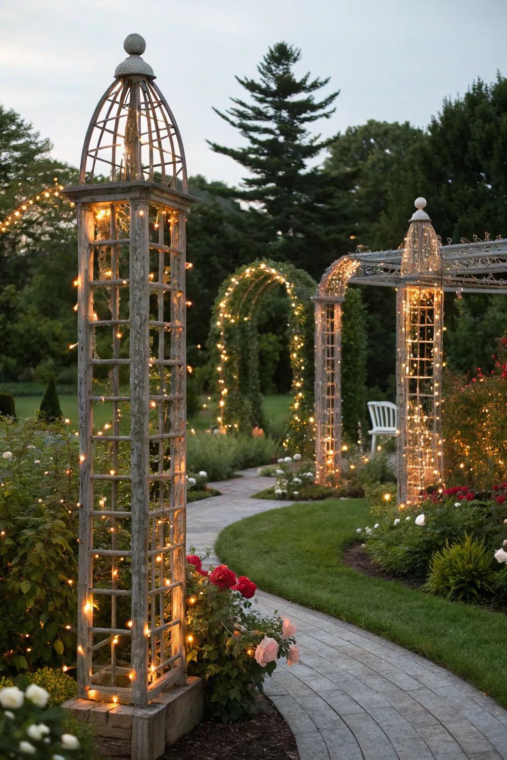 Decorative accents add structure and charm to fall gardens.