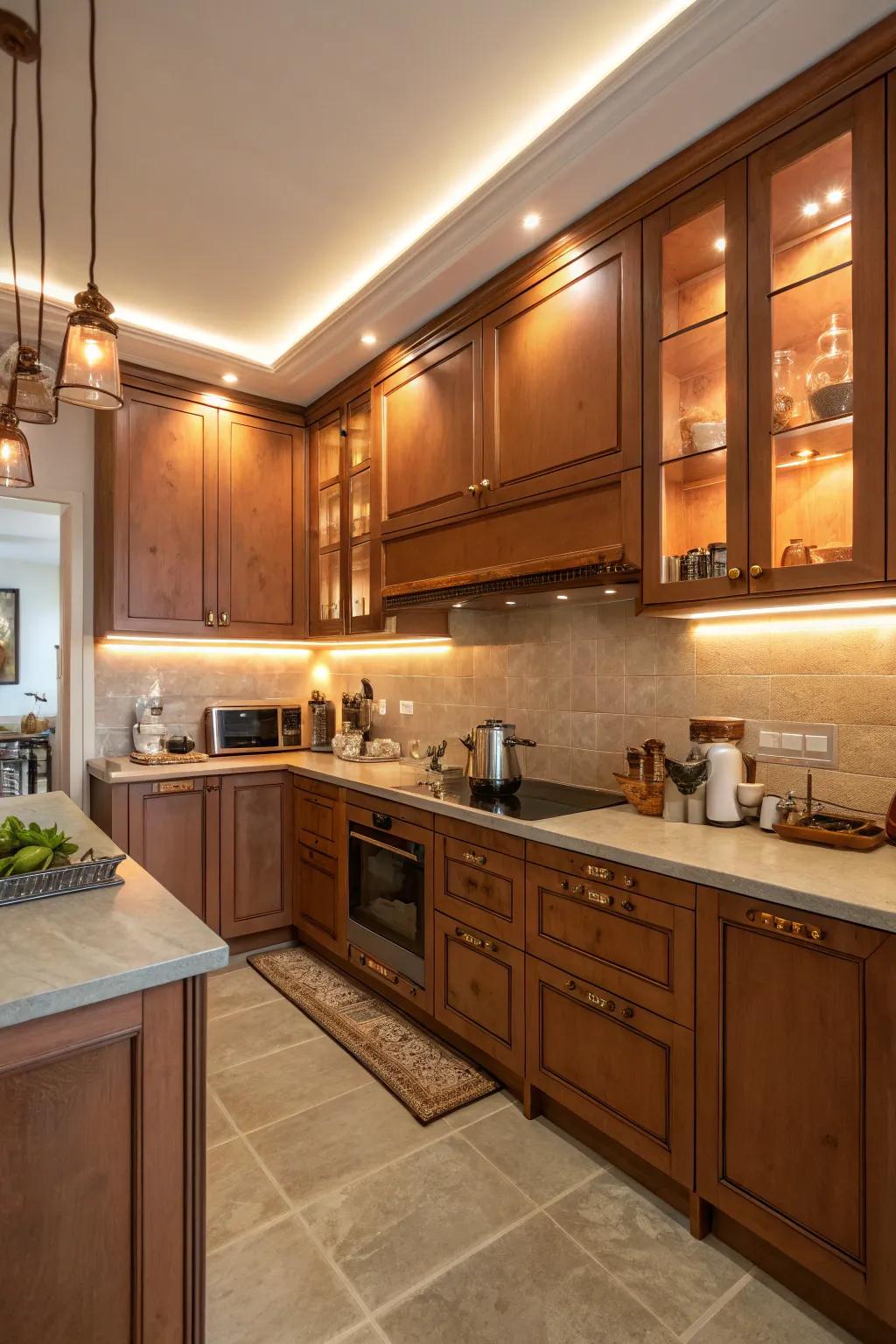 Copper accents add warmth and character to your kitchen.