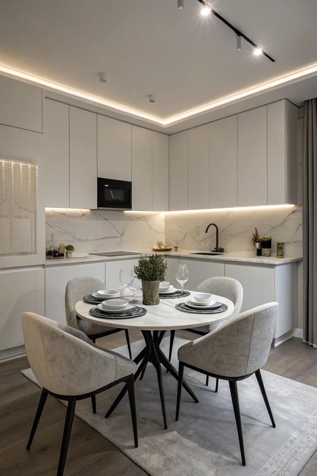 Minimalist lighting designs highlight simplicity and elegance.