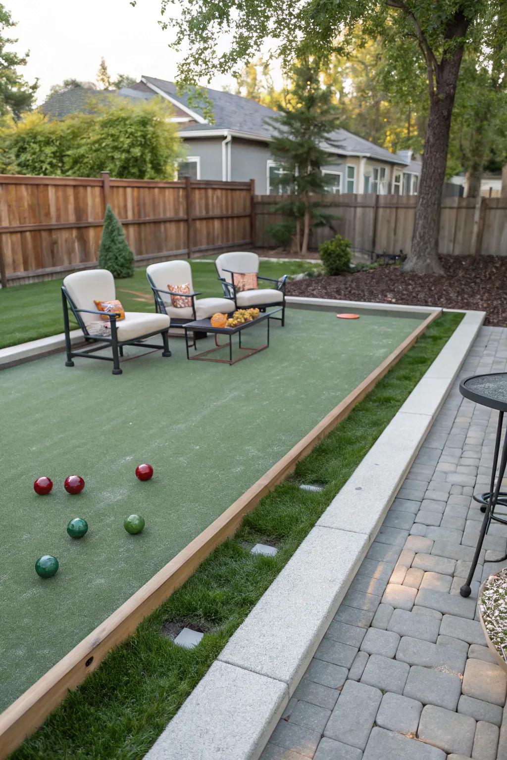 Add entertainment with a backyard bocce ball court.