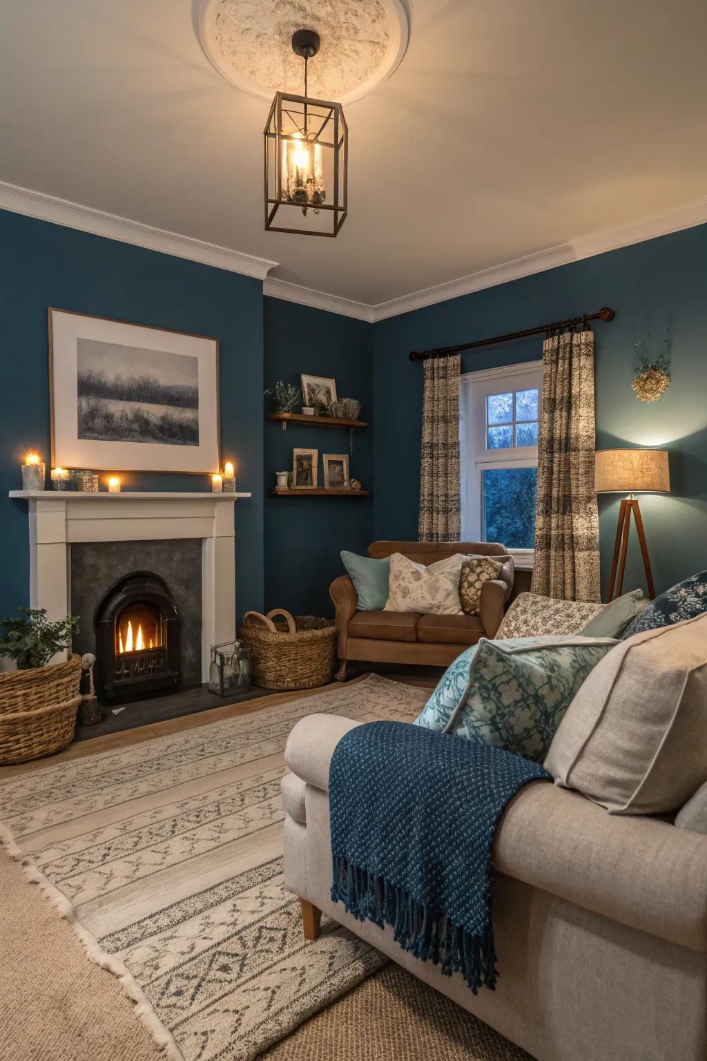 Tempestuous indigo for a balanced and dramatic space.