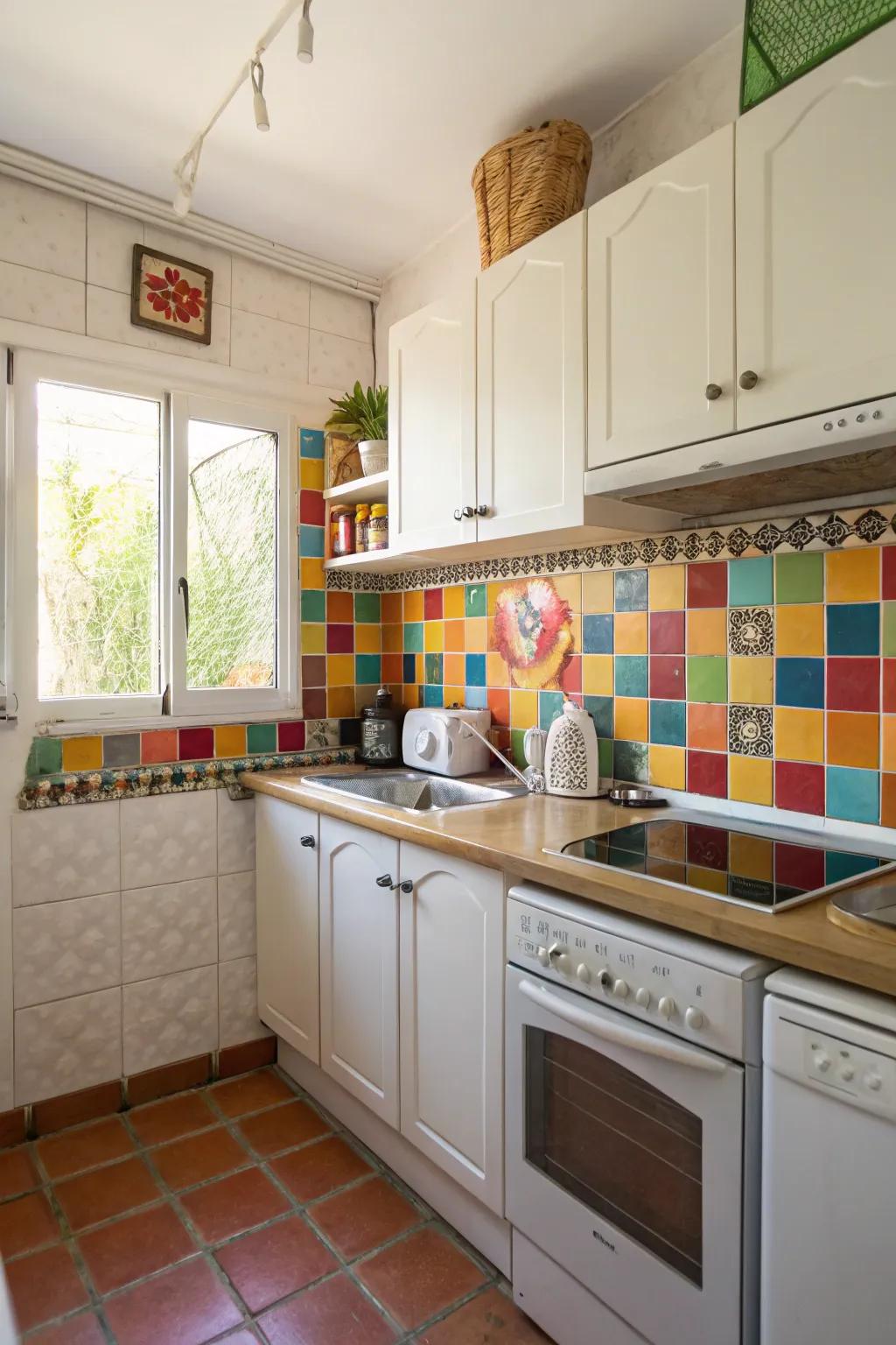 The kitchen gains energy and personality from a splash of color.