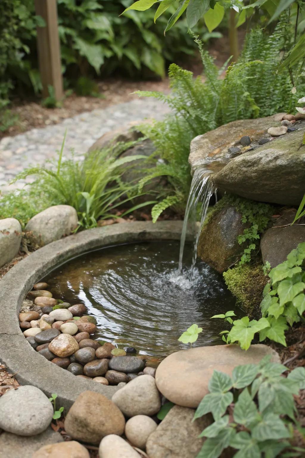 A calm and simple water part in the garden.