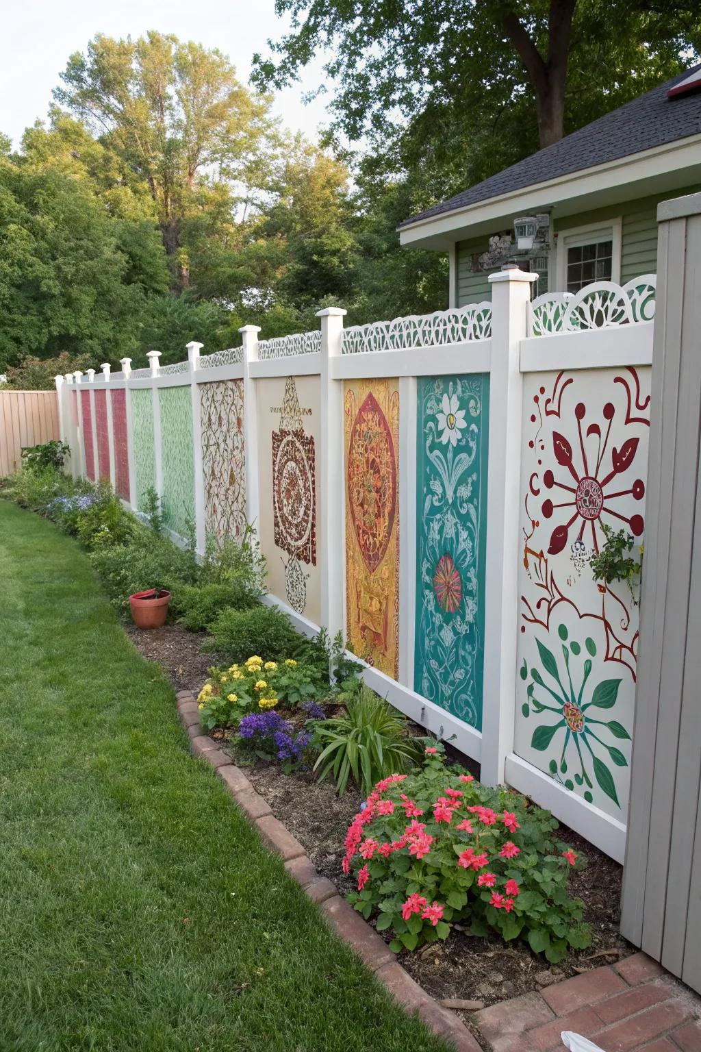 Transform your fence into art with artistic panels.