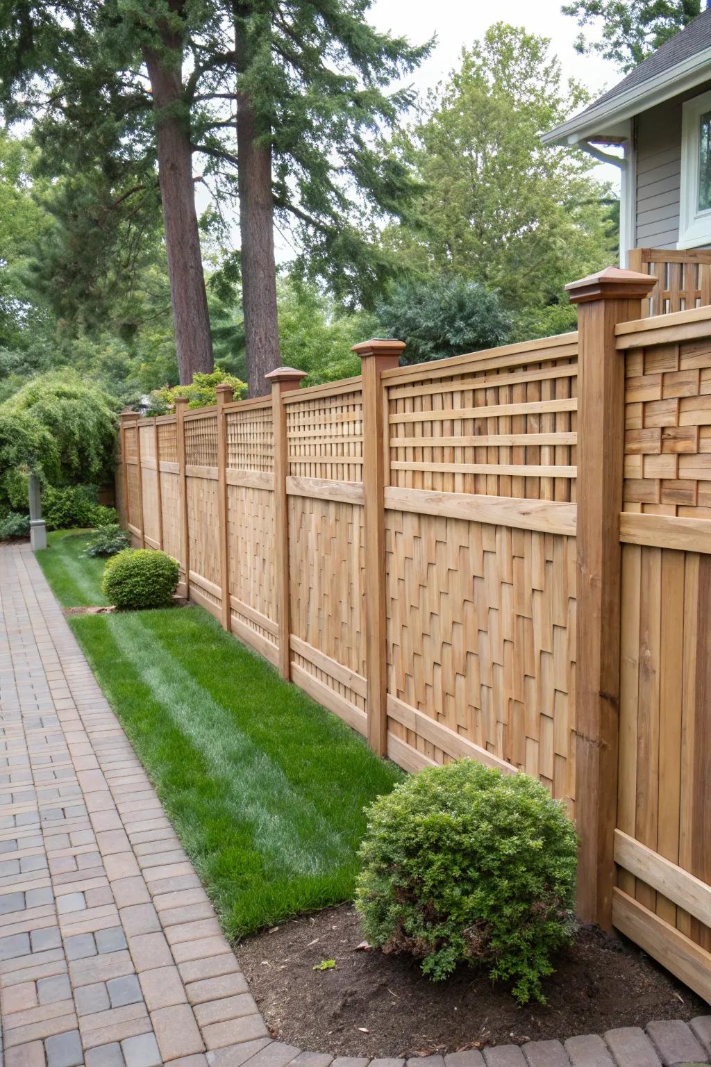 Basket weave fences combine privacy with intricate, textured design.