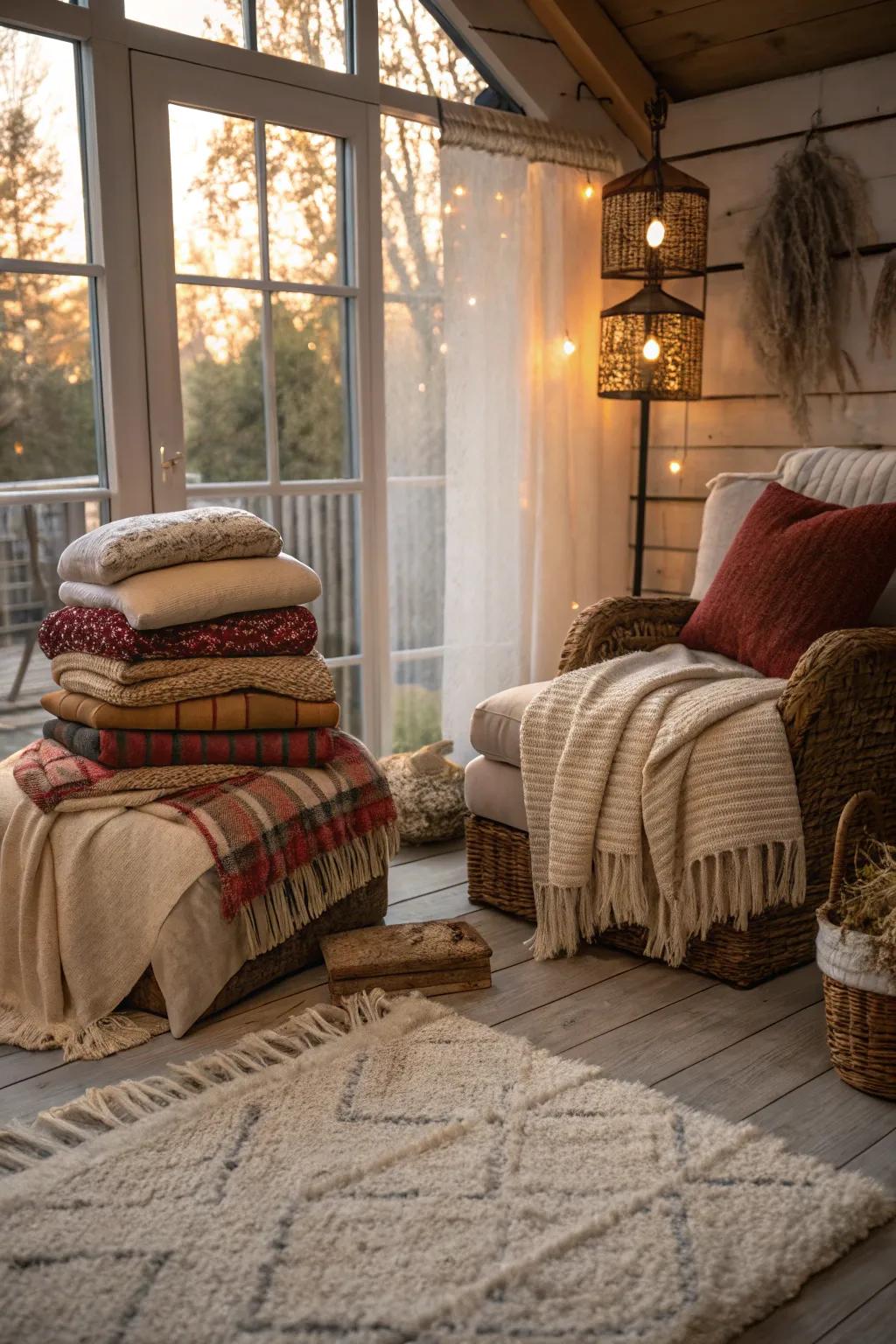 Warm textiles that add coziness and charm.