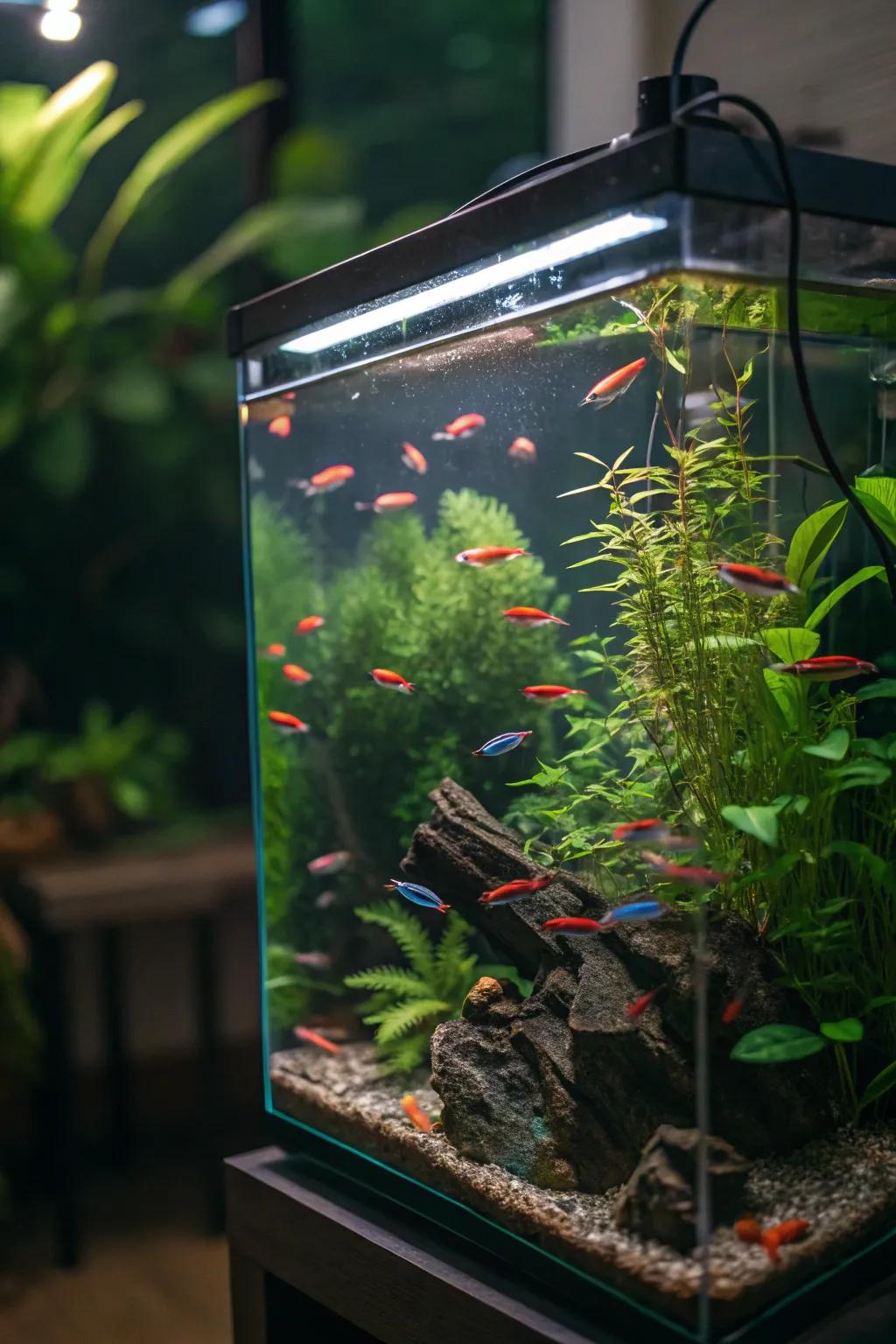 Tetras create a harmonious and lively display.