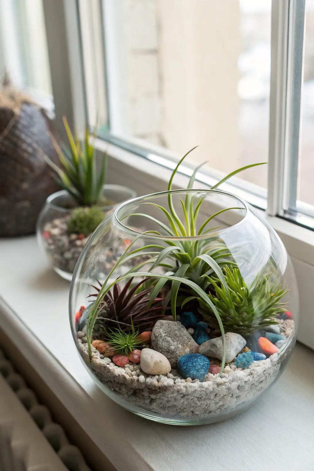 Terrariums fashion a mesmerizing habitat for air plants.