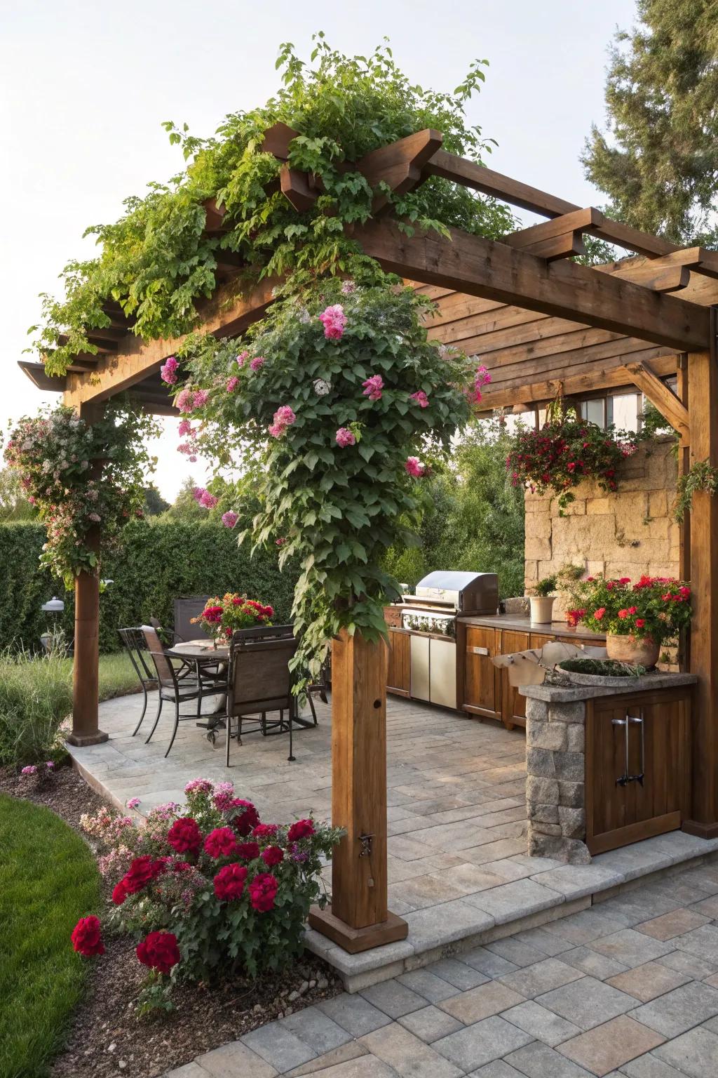 Pergolas provide shade and style.