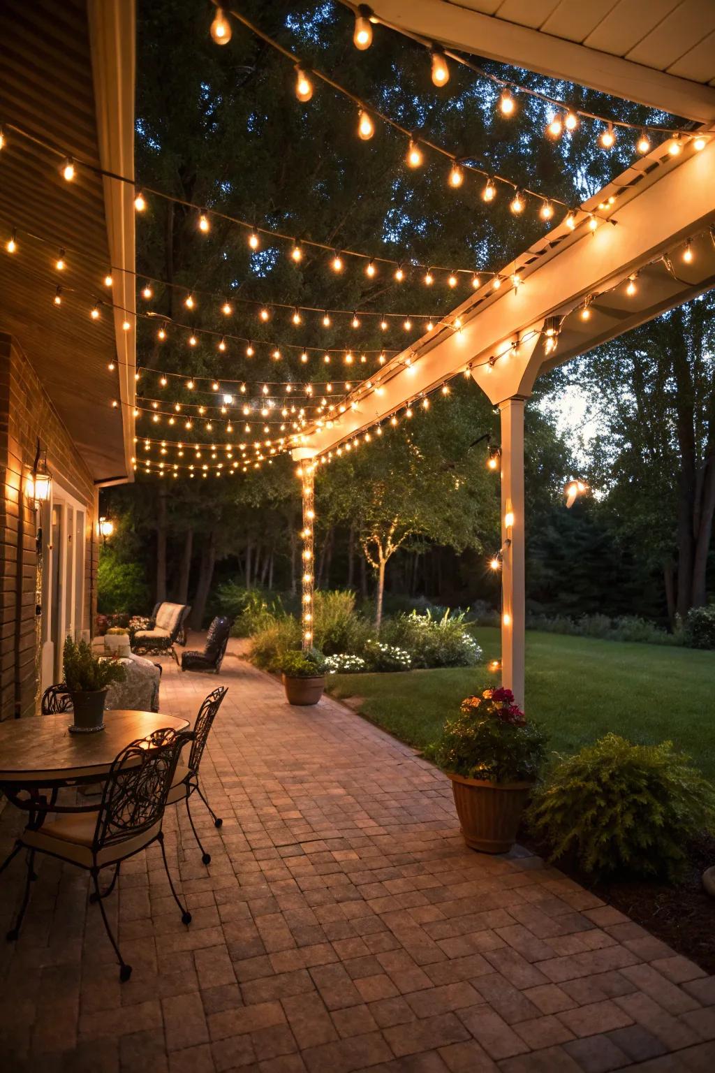 Enhance your outdoor evenings with the gentle illumination of strand lights.