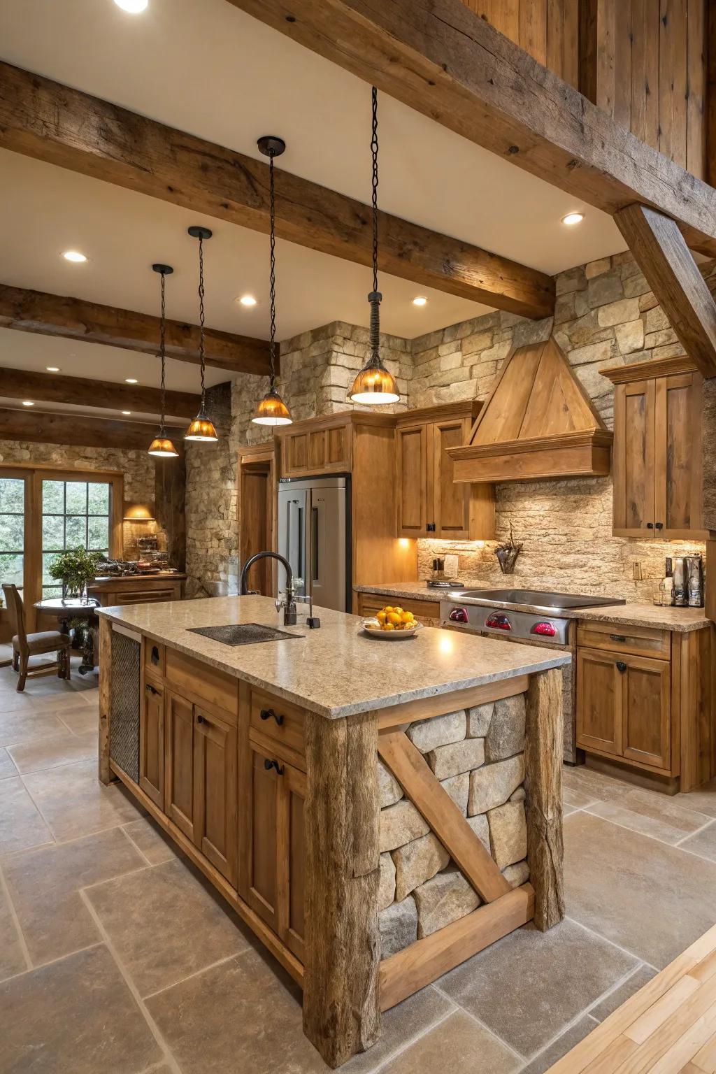 Raw materials like timber and stone deliver warmth and a sense of authenticity.