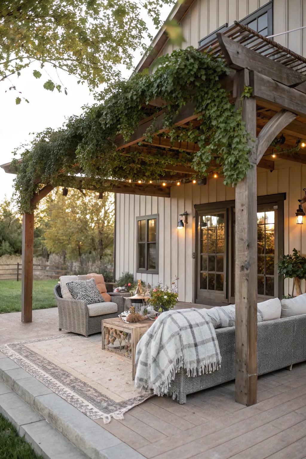 A covered corner offers shade and comfort.