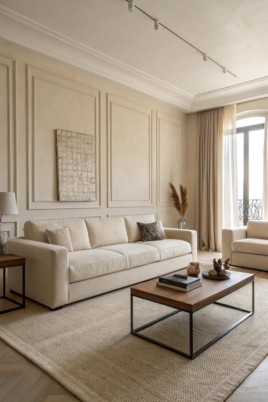 Minimalist furniture creates a modern, uncluttered appearance.