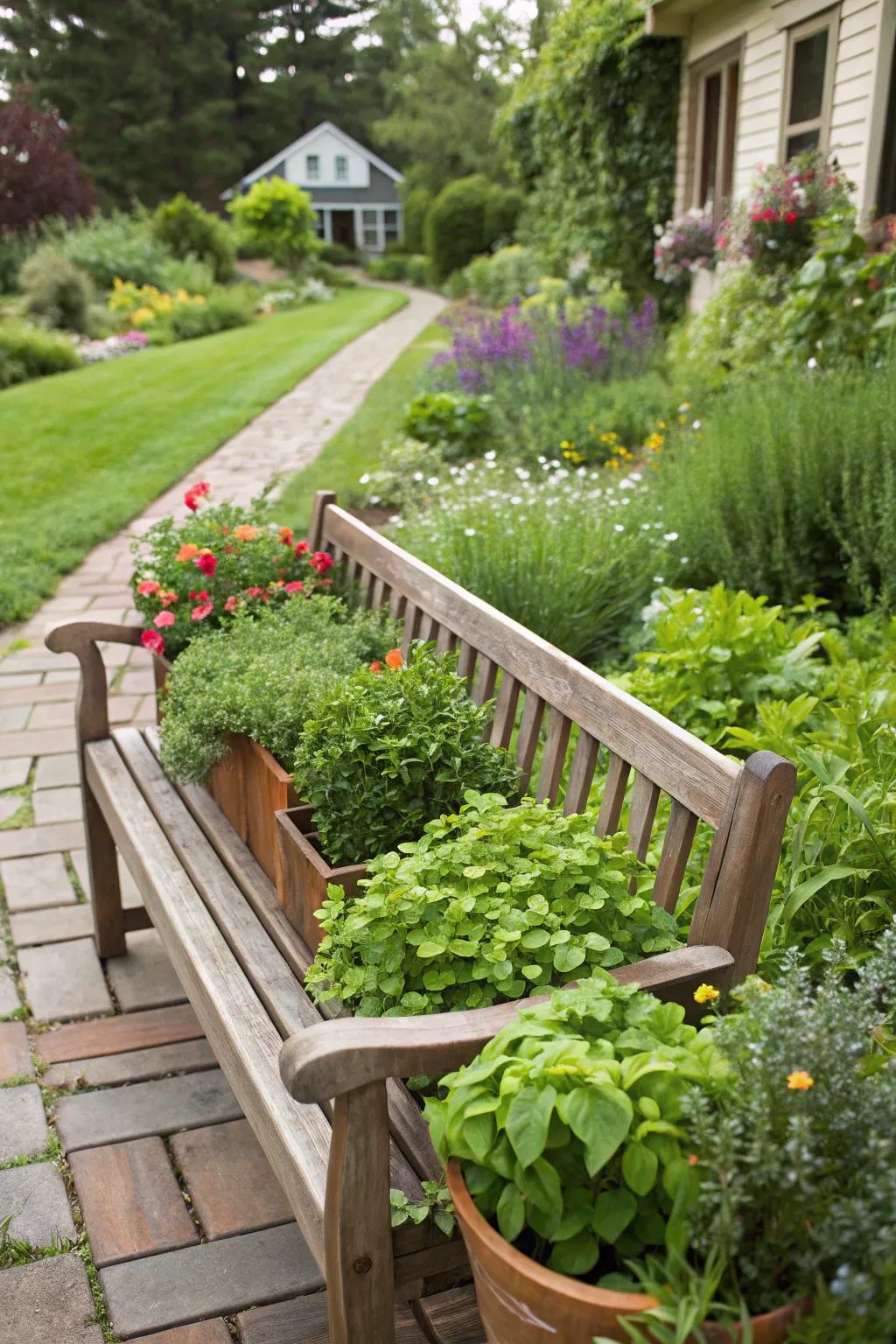 A planter bench combines seating and gardening in one.