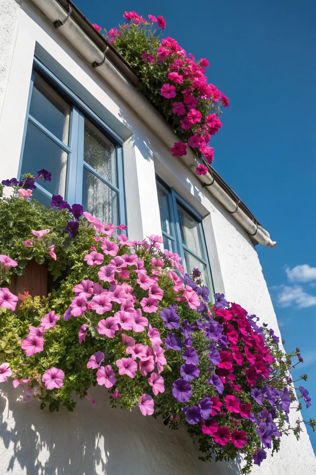 Petunias present a vibrant, dynamic show.