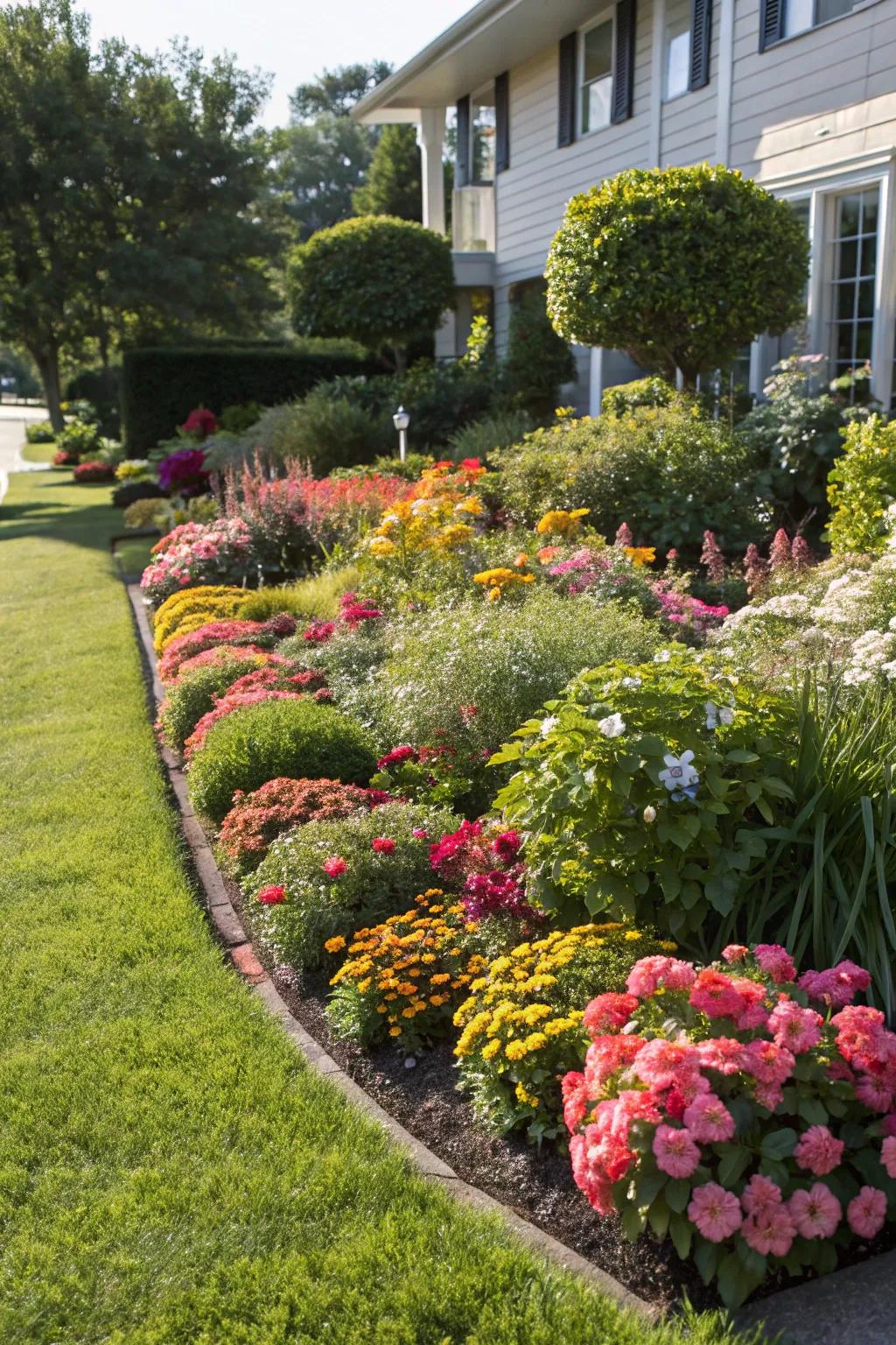 Brighten up your front yard with colorful flower beds.