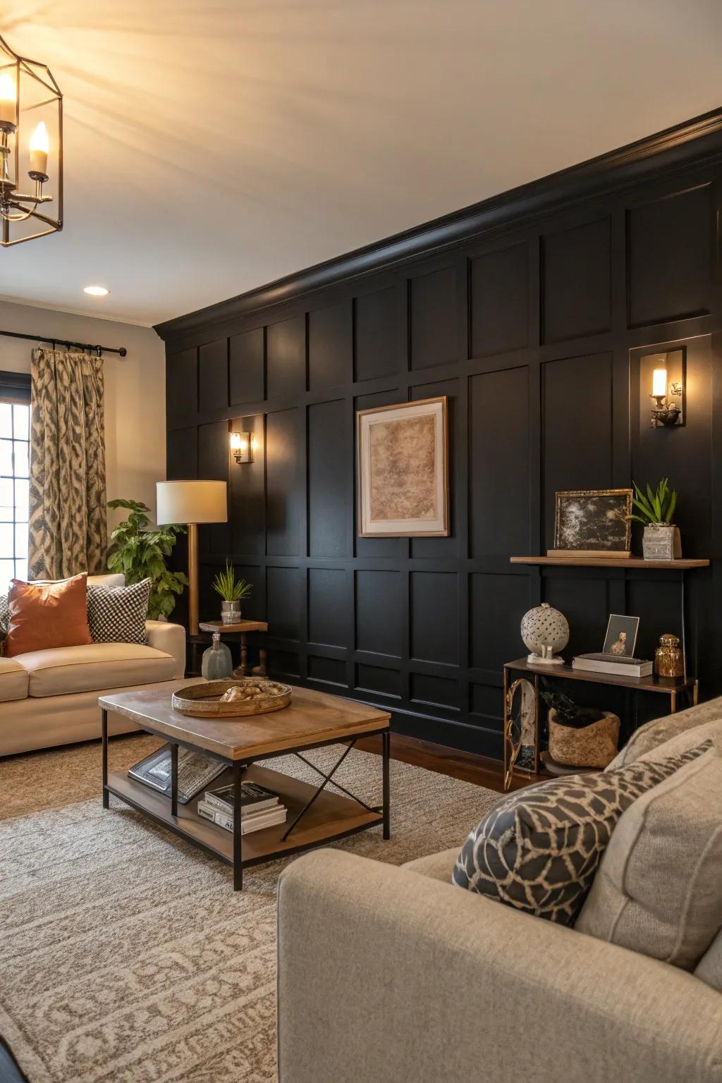 Feature walls enrich depth and draw focus.