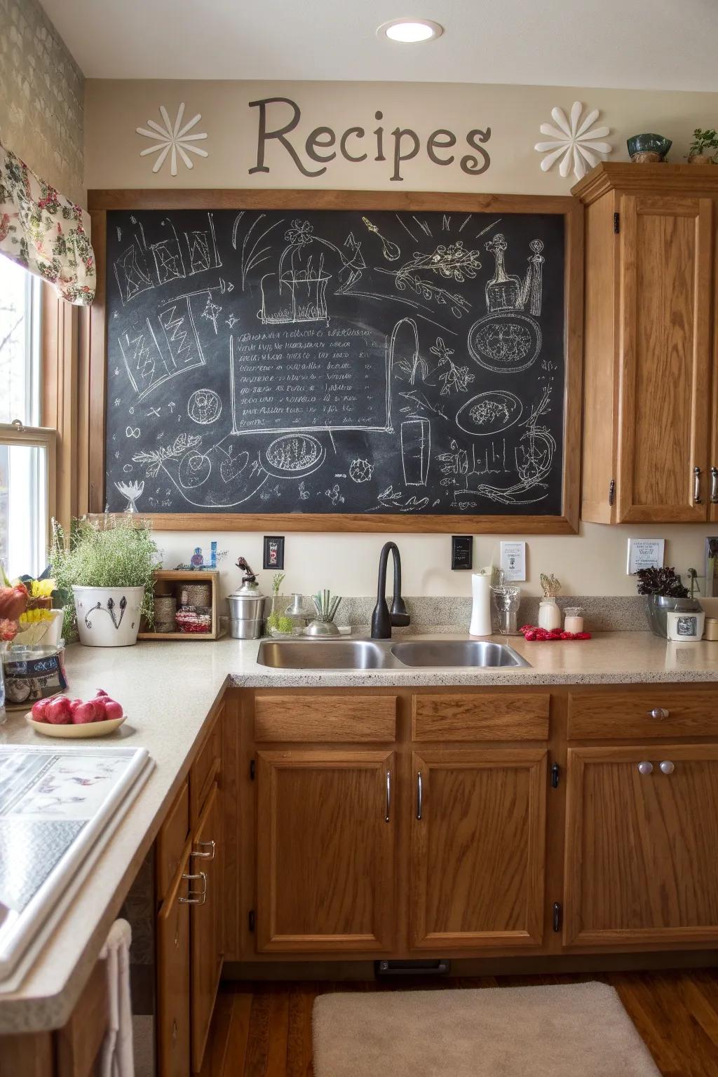 A chalkboard adds a playful and functional element to your kitchen.