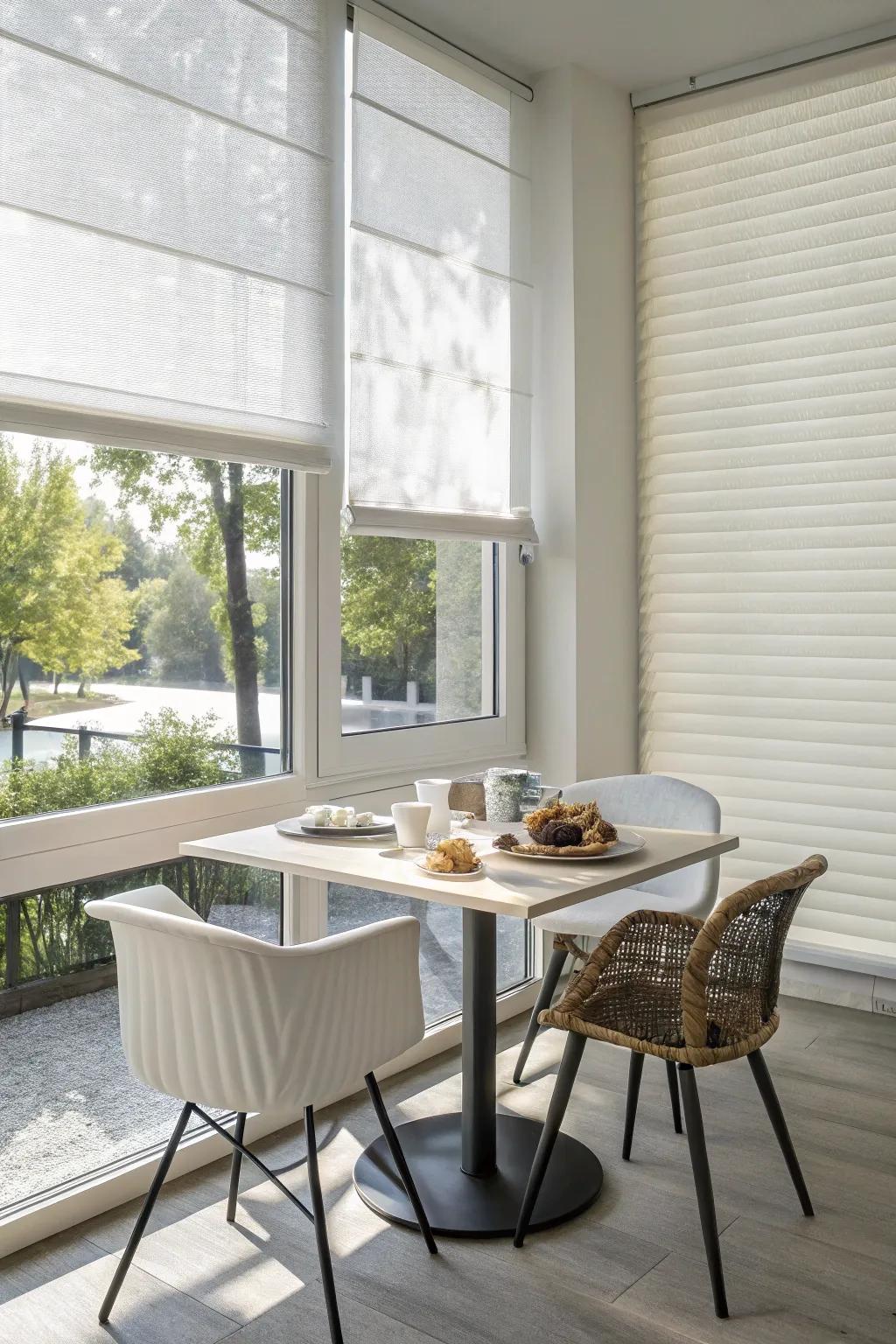 Cellular shades offer a clean look with great insulation.