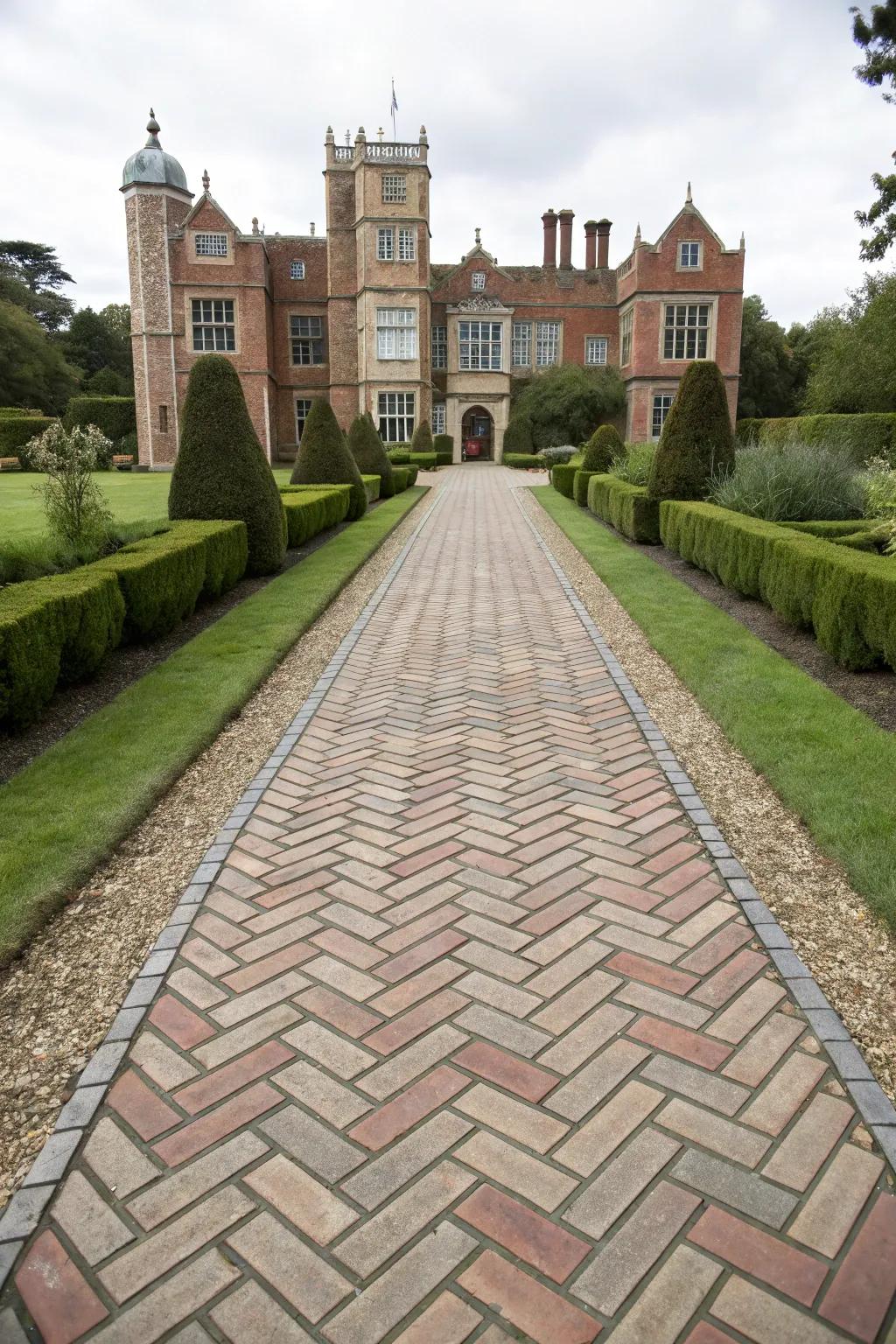 Bordered herringbone: Suited for an elegant doorway.