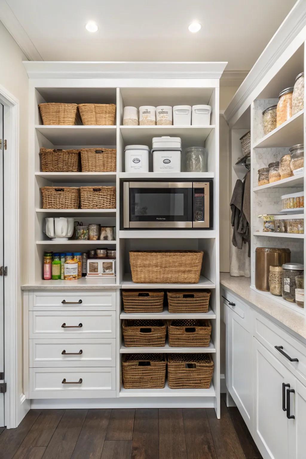 A cooker neatly set within a spacious storage area.