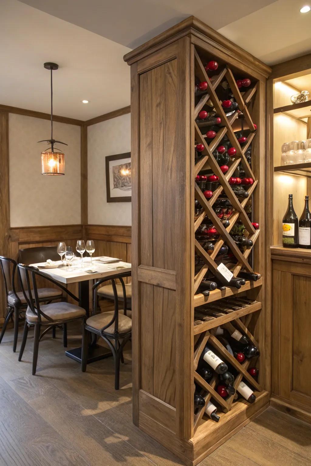 Corner wine racks are great for adding style and making the most of room.