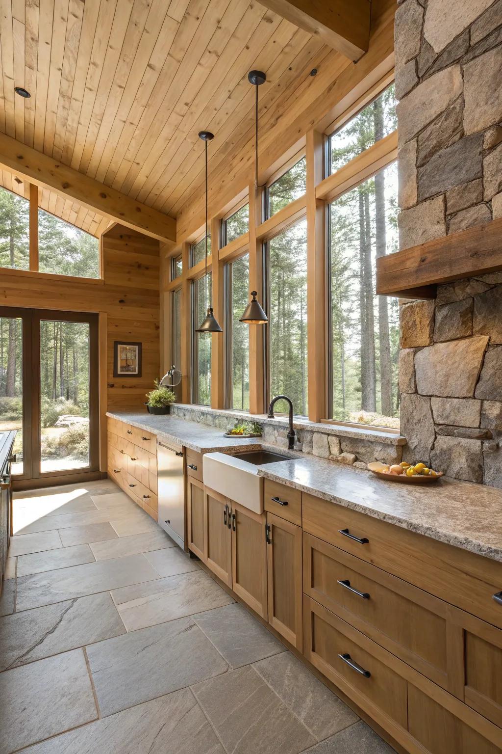A state-of-the-art kitchen with countryside nuances for a perfect cabin vibe.