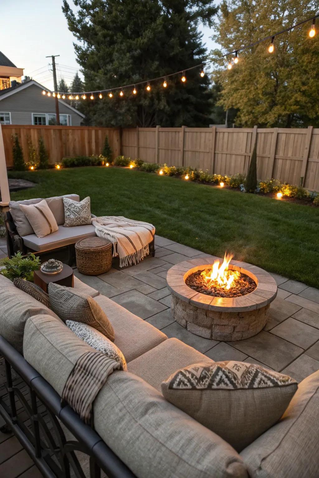 Establish a welcoming gathering spot with a DIY fire pit.