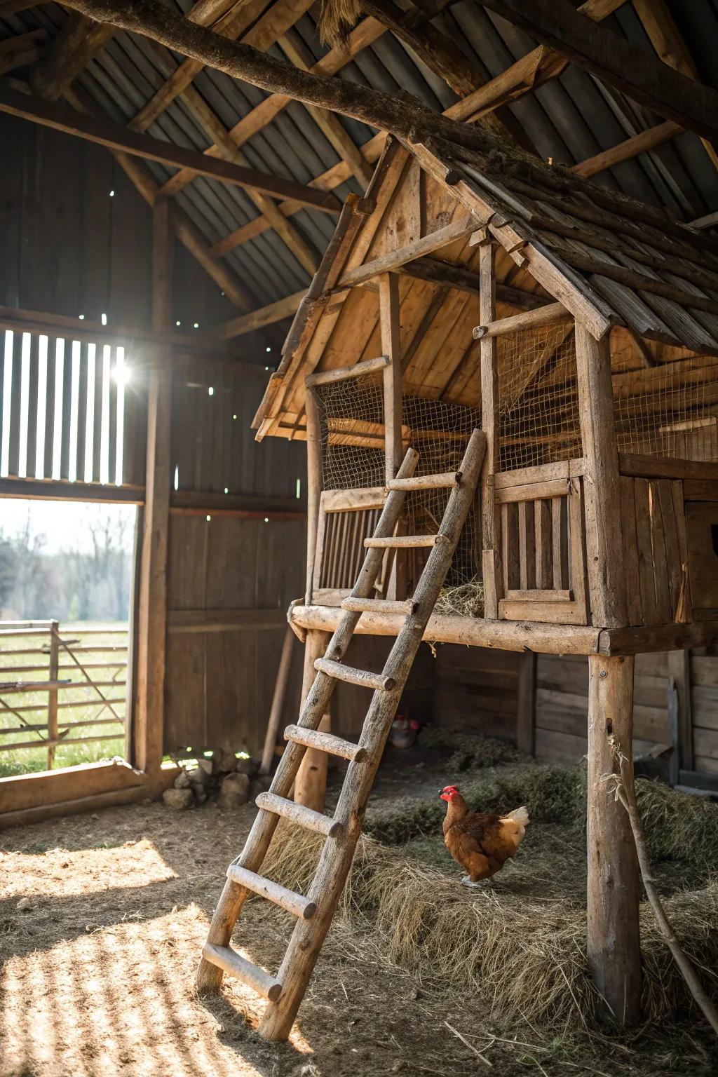 Elevate your barn's charm with creative perches that your chickens will love!