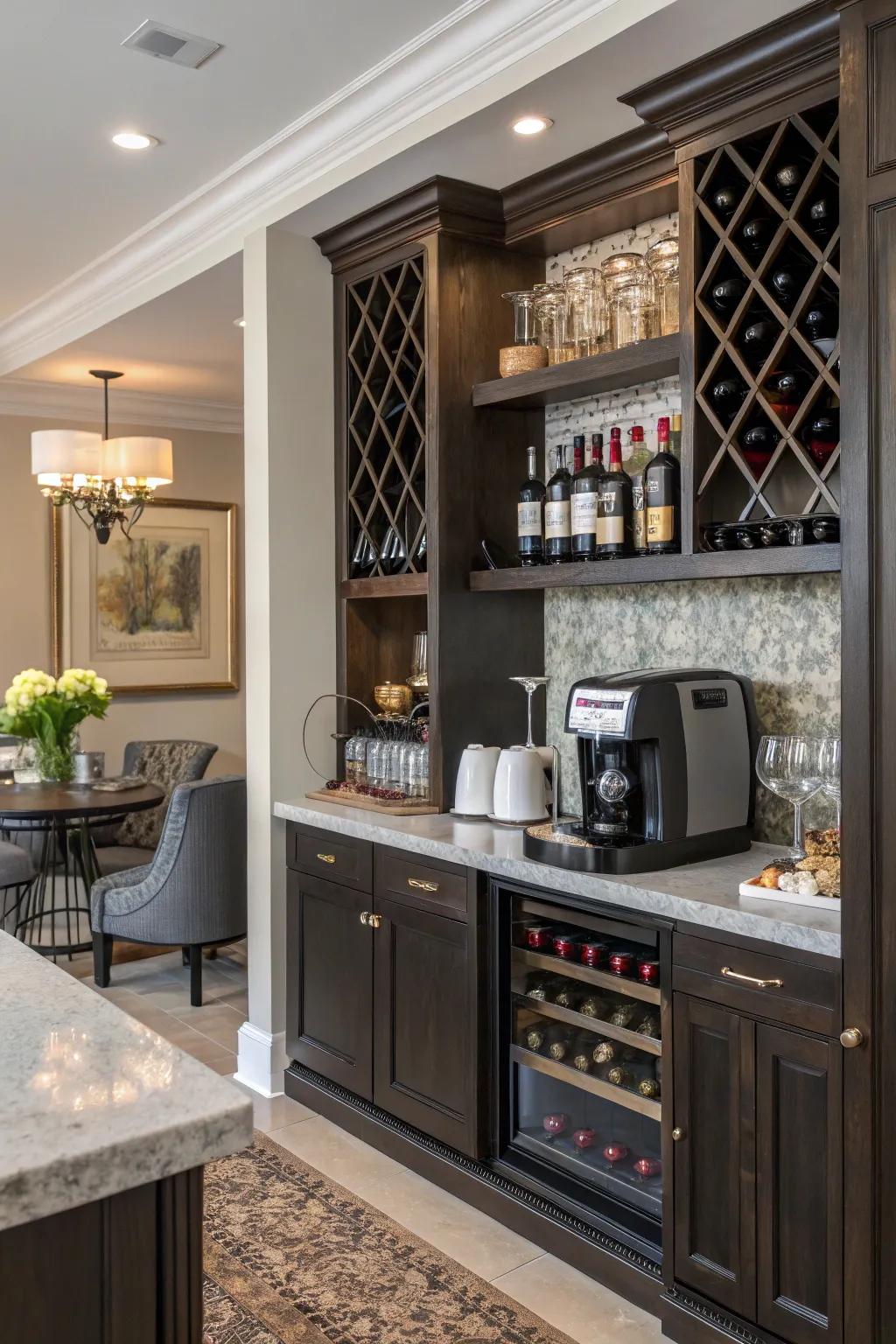 A dedicated bar area for both coffee and wine lovers.